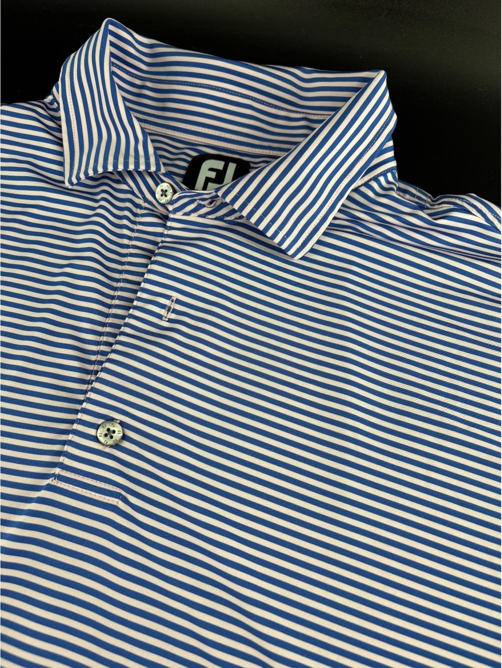 FootJoy FJ Golf Polo Men's 2XL Blue White Stripe Performance Stretch